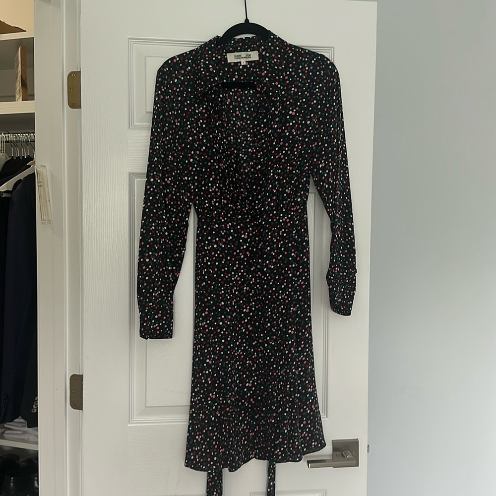 Diane von Furstenberg Polka Dot Wrap Dress Silk size small